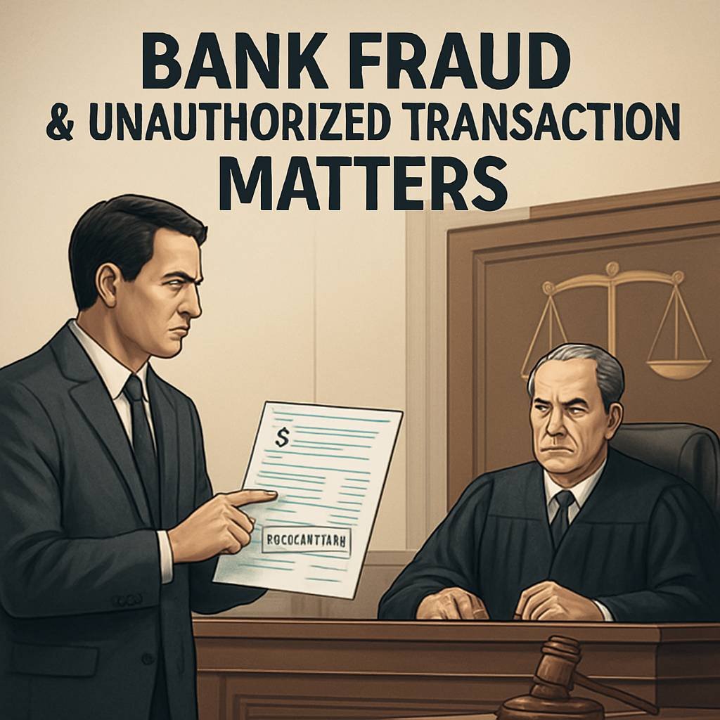 Bank Fraud & Unauthorized Transaction Matters