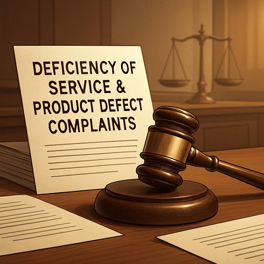 Deficiency Of Service & Product Defect Complaints
